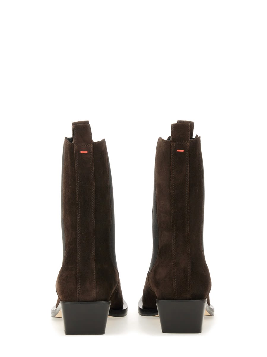 Aeyde Suede Block Heel Boots With Elastic Panels In Brown