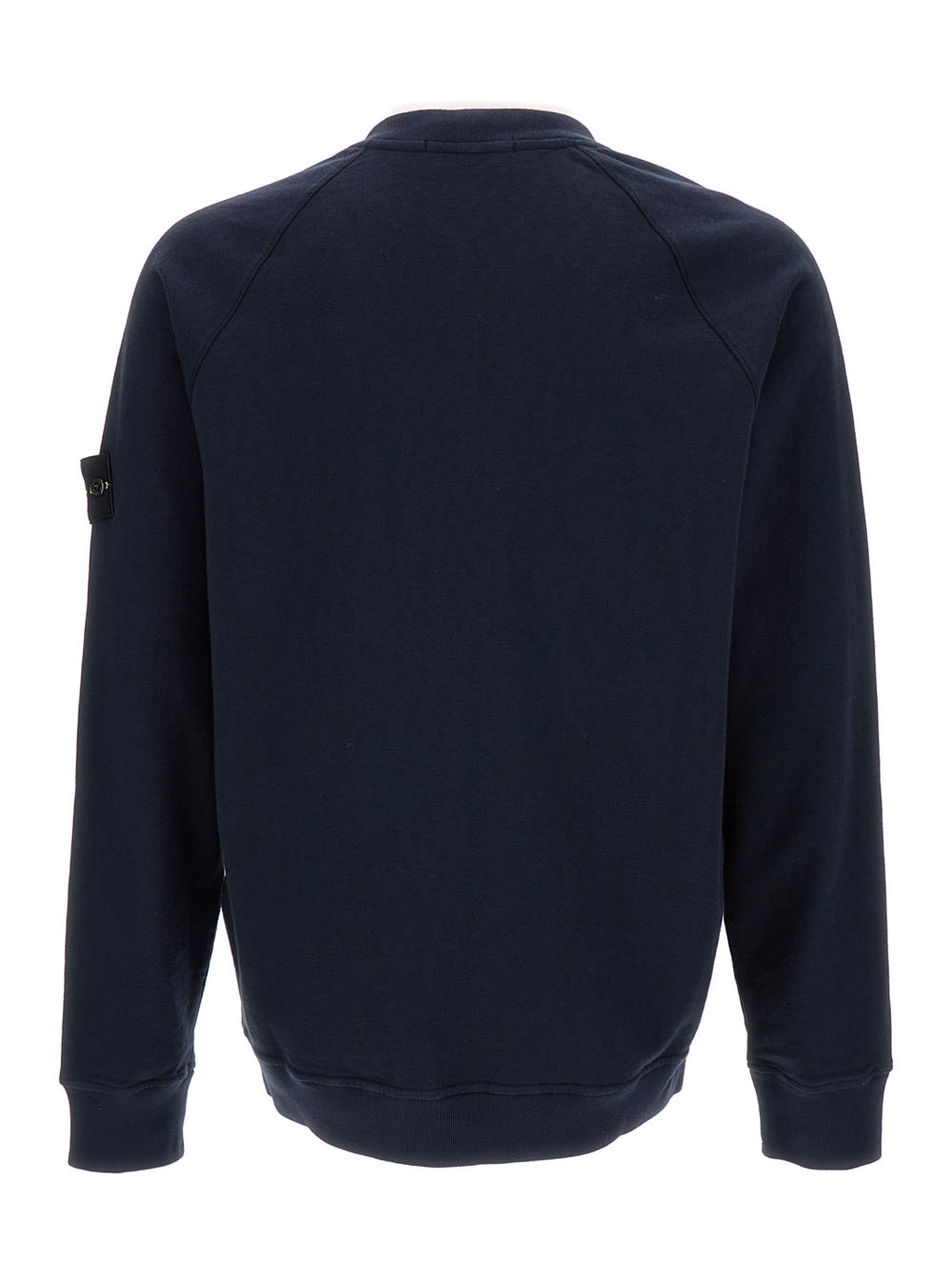 Stone Island Blue Crewneck Sweatshirt With Logo Patch In Cotton Man In Blu