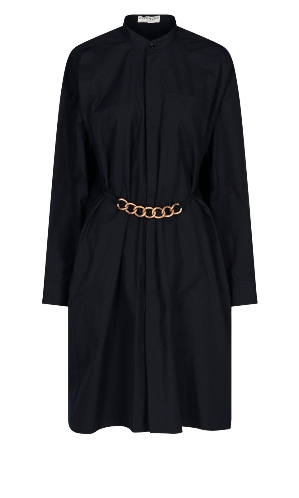 Shop Givenchy Chain Belt Shirt Dress In Black