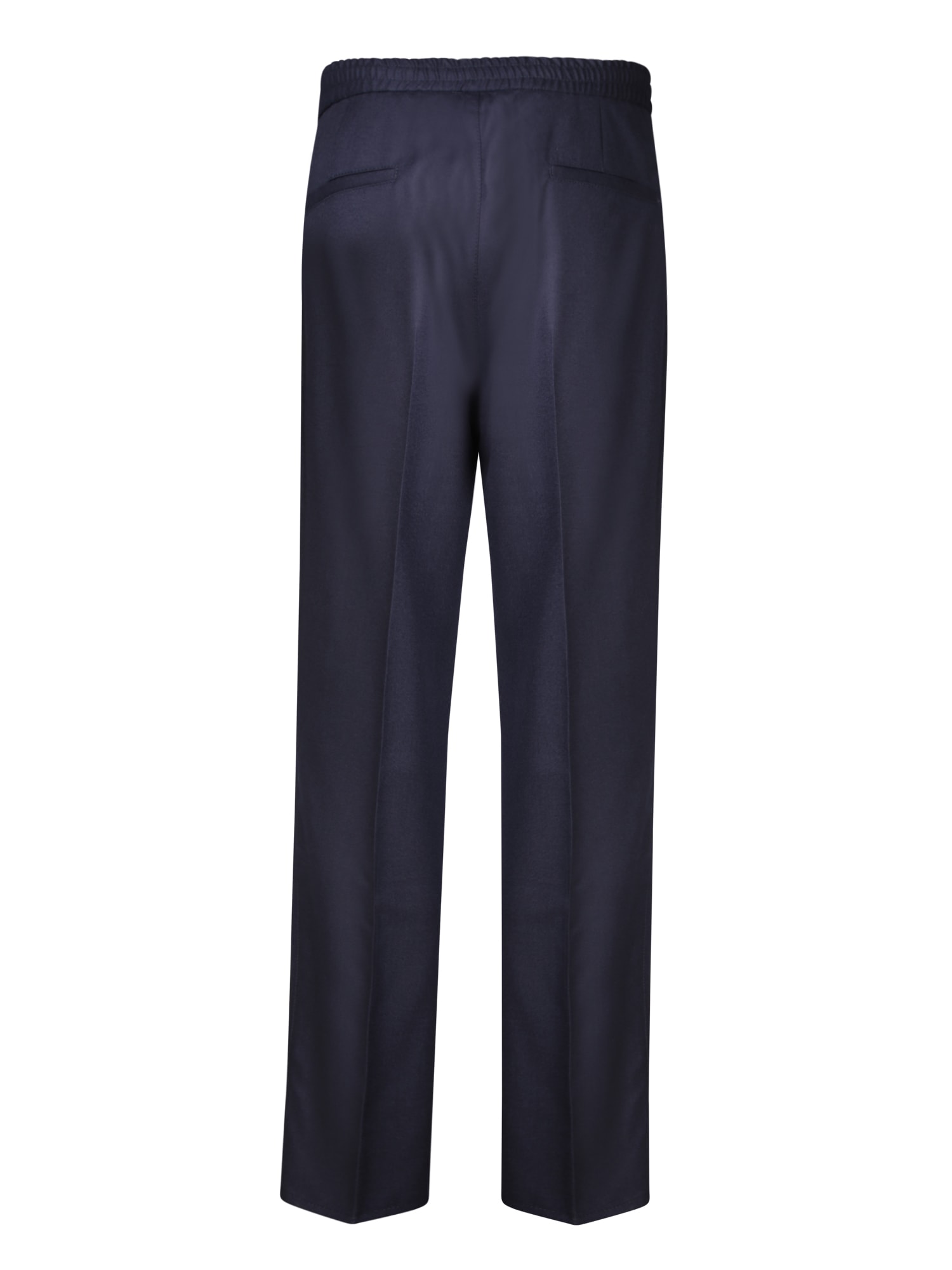 Shop Brunello Cucinelli Blue Flannel Drawstring Trousers