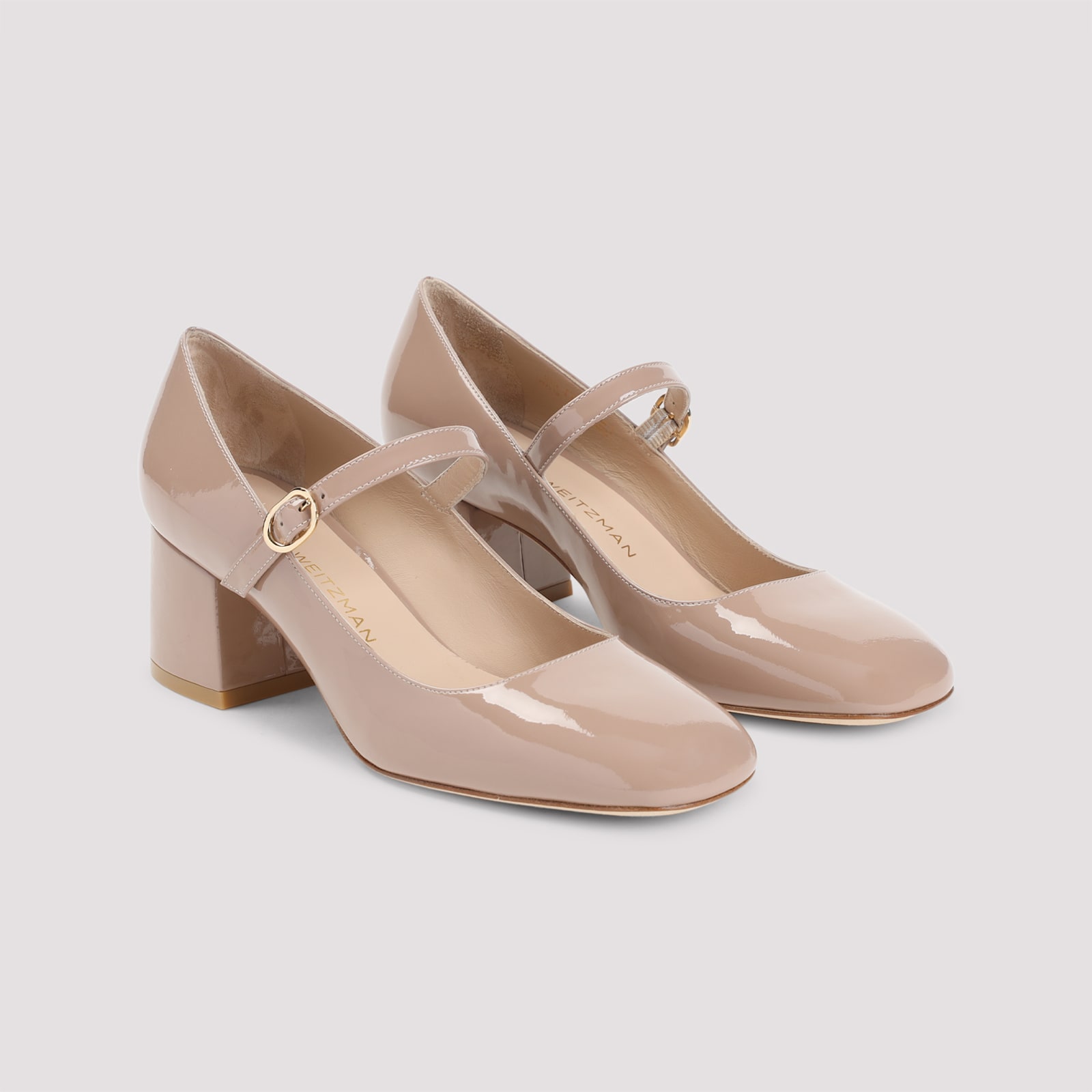 Stuart Weitzman Mary Jane Pumps With Patent Leather Finish In Brown