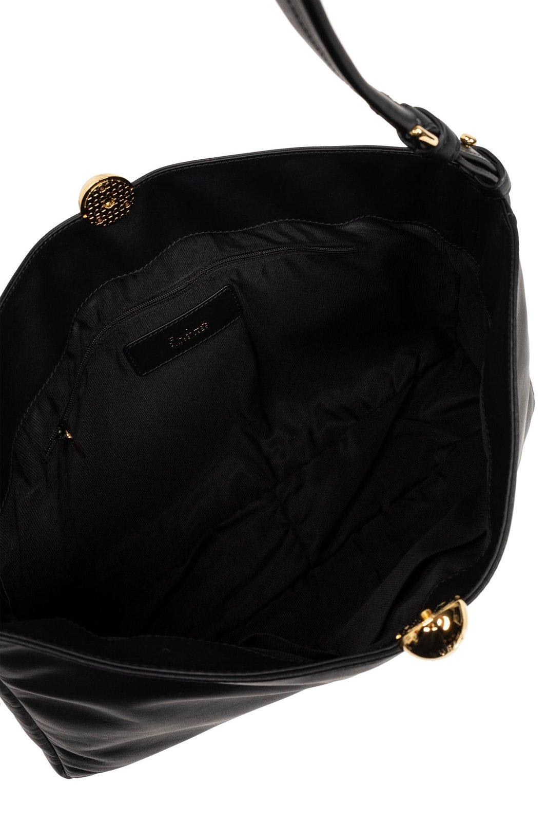 Shop Furla Snap-lock Top Shoulder Bag In Black