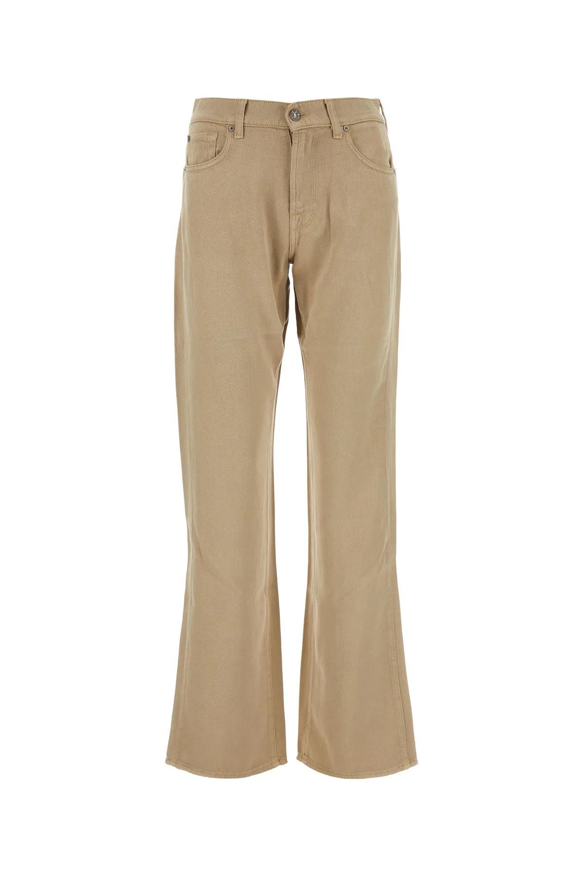 7 For All Mankind Tess Flared Trousers With Belt Loops And Back Pockets In Beige