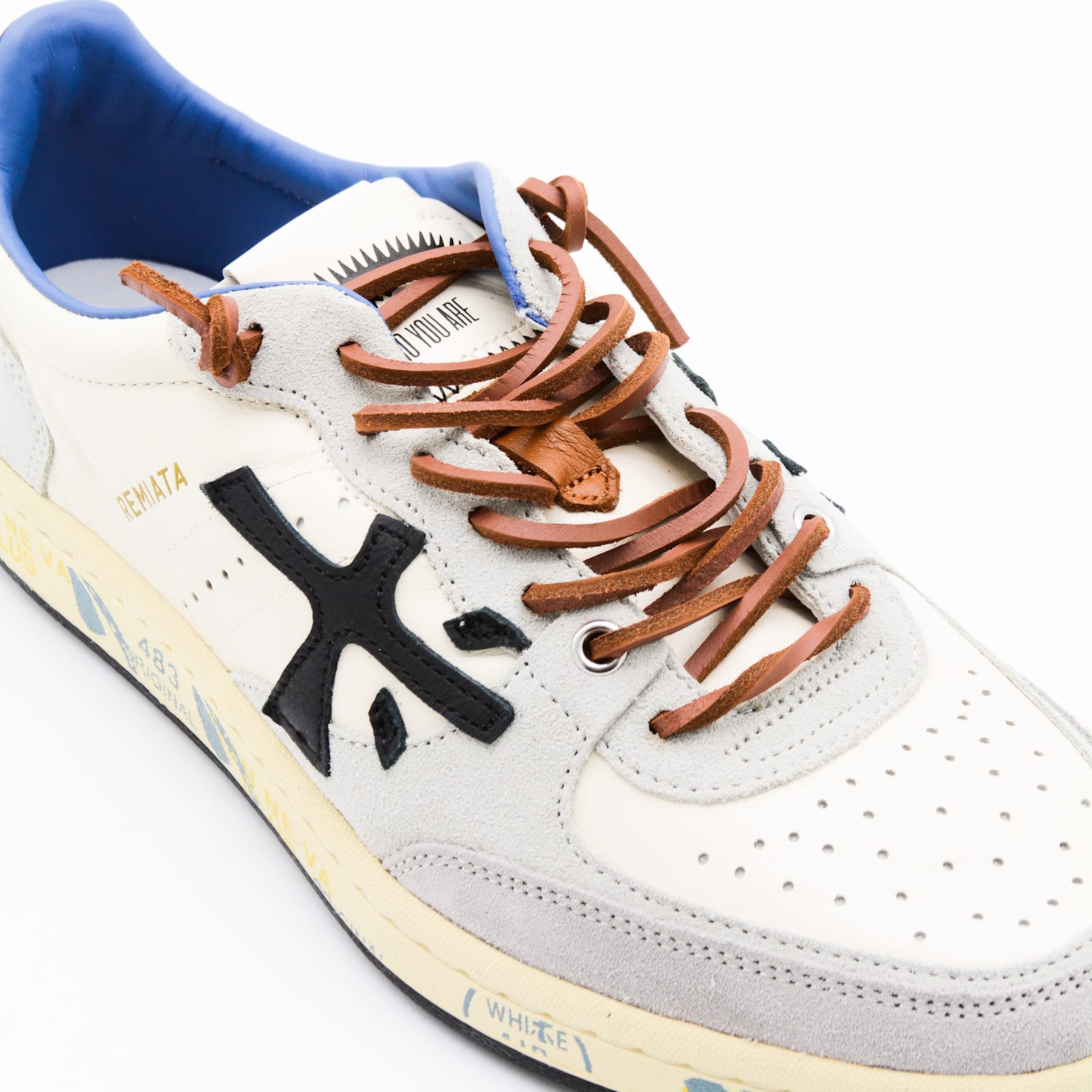 Premiata Multicolor Leather Sneakers In White
