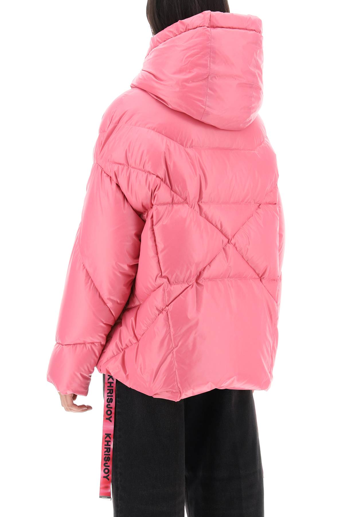 Shop Khrisjoy Khris Iconic Shiny Puffer Jacket In Raspberry (pink)
