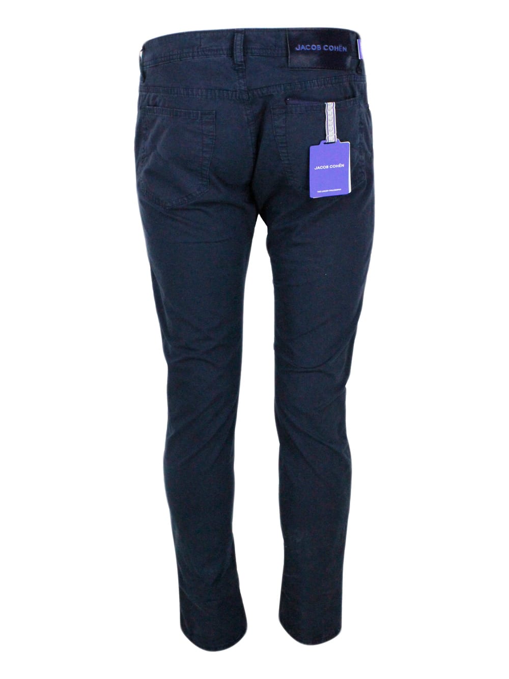 Shop Jacob Cohen Bard J688 Luxury Edition Trousers In Soft Stretch Cotton With 5 Pockets With Closure Buttons And Lac In Blu
