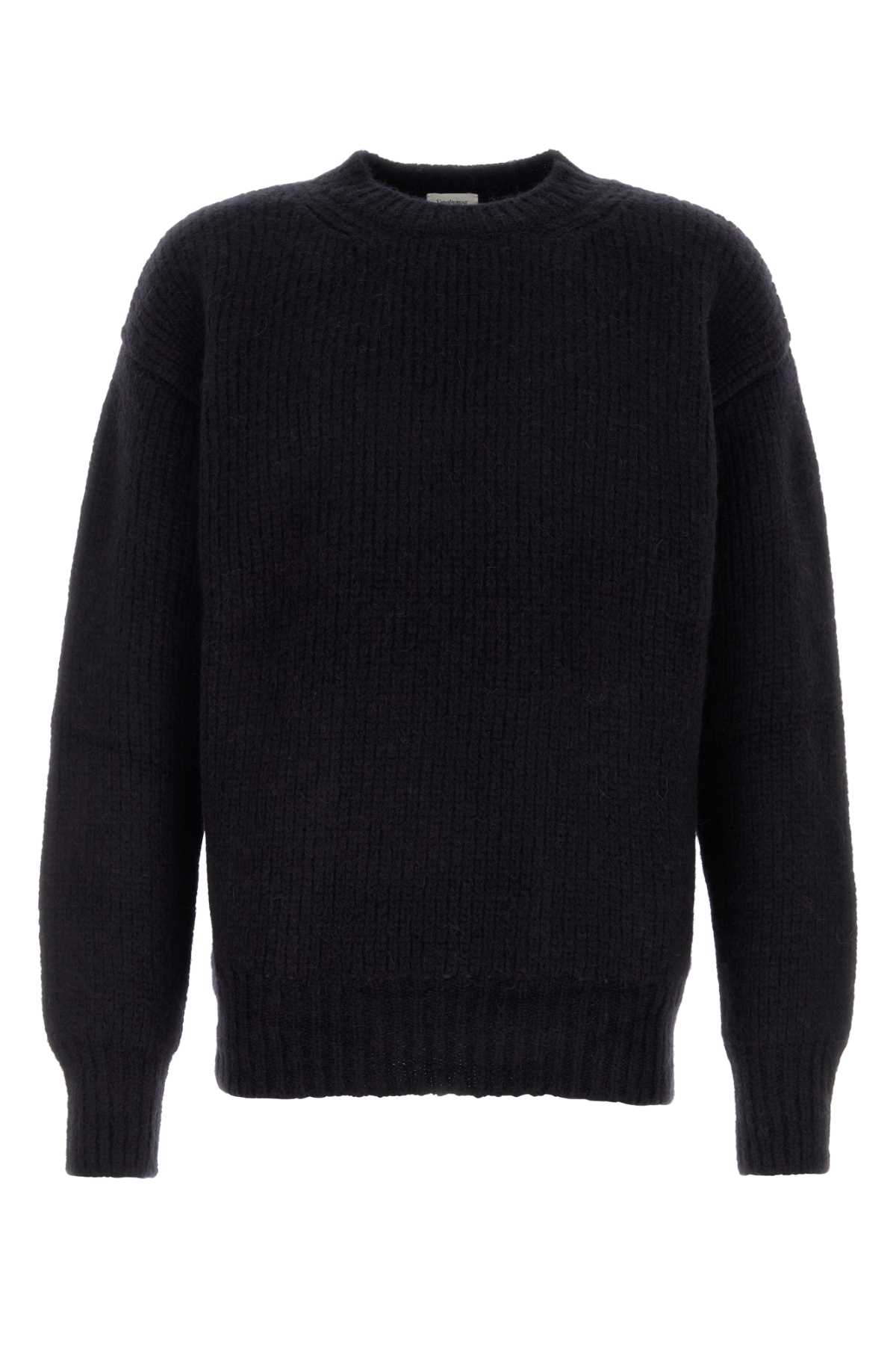 Saint Laurent Midnight Blue Alpaca Blend Sweater In Blue