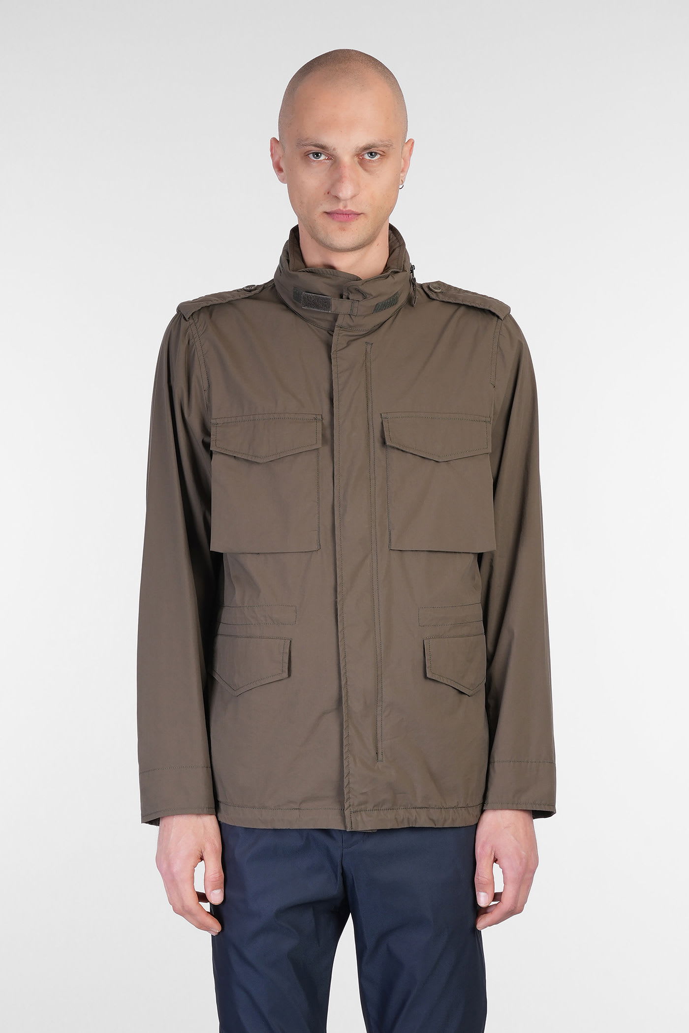 Shop Aspesi Casual Jacket In Green Cotton
