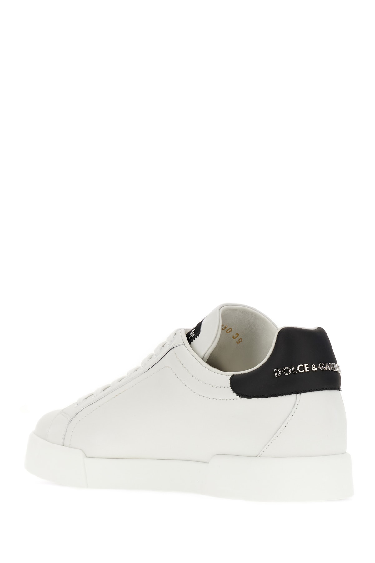 Shop Dolce & Gabbana White Leather Portofino Sneakers In 89697