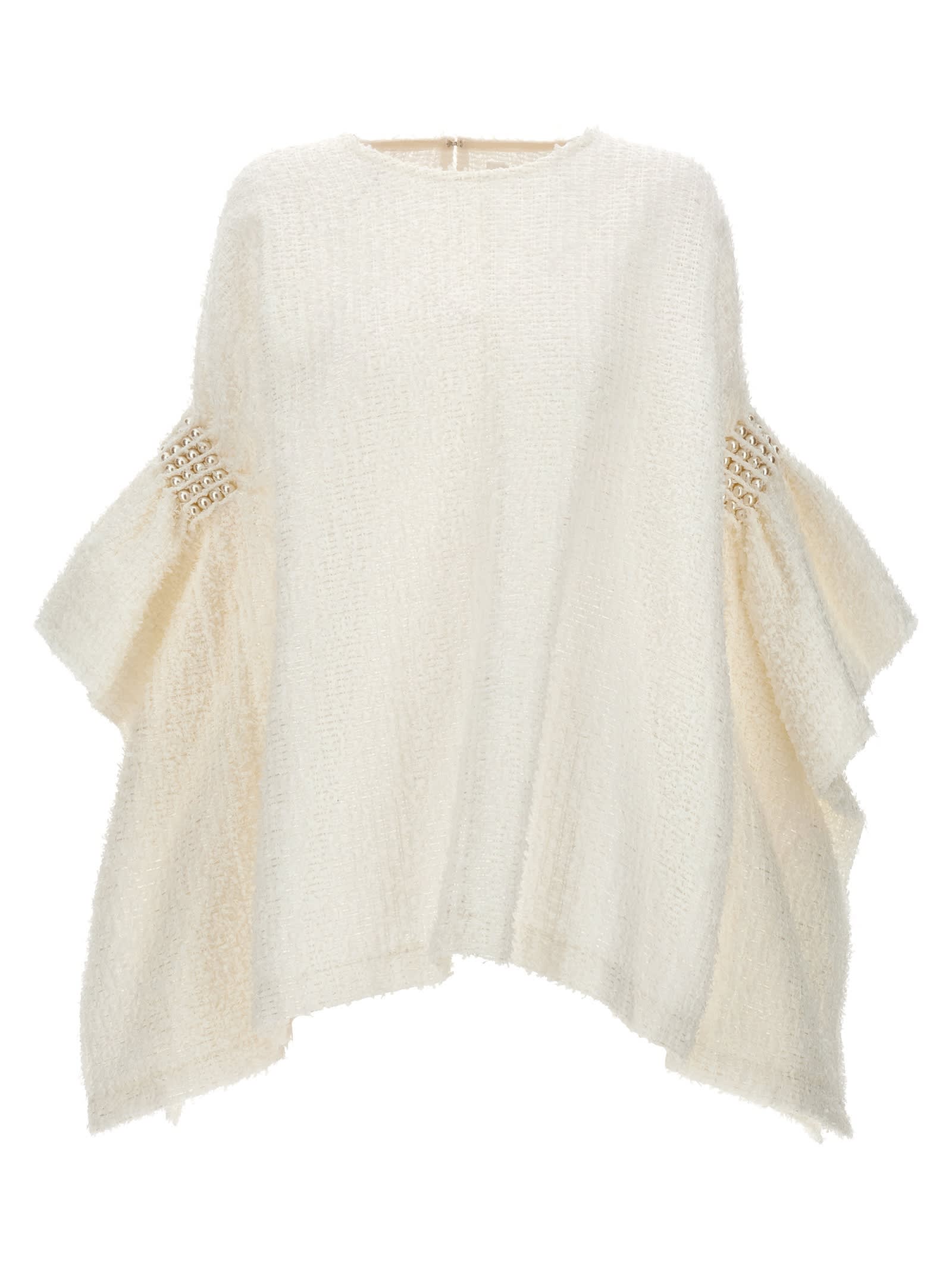Shop Junya Watanabe Pearl Tweed Top In White