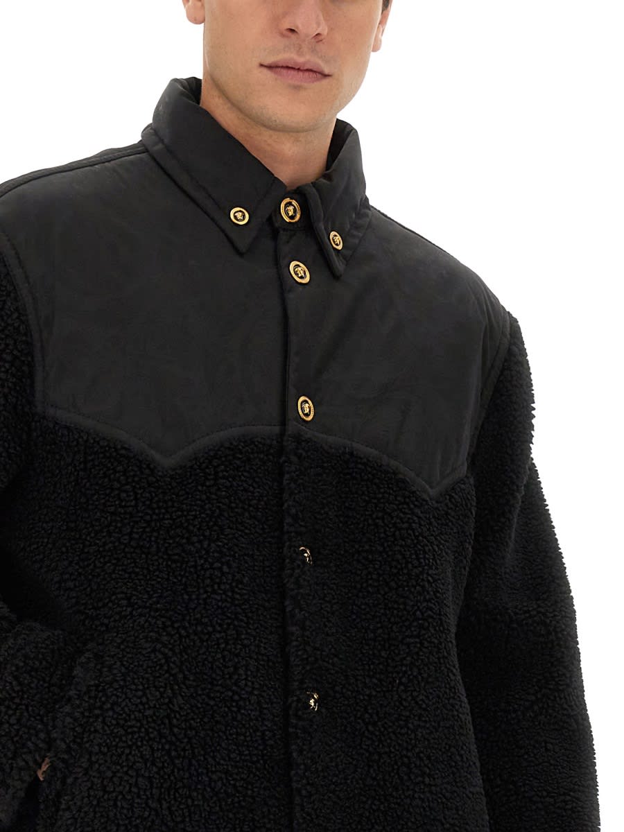 Shop Versace Silhouette Baroque Jacket In Black