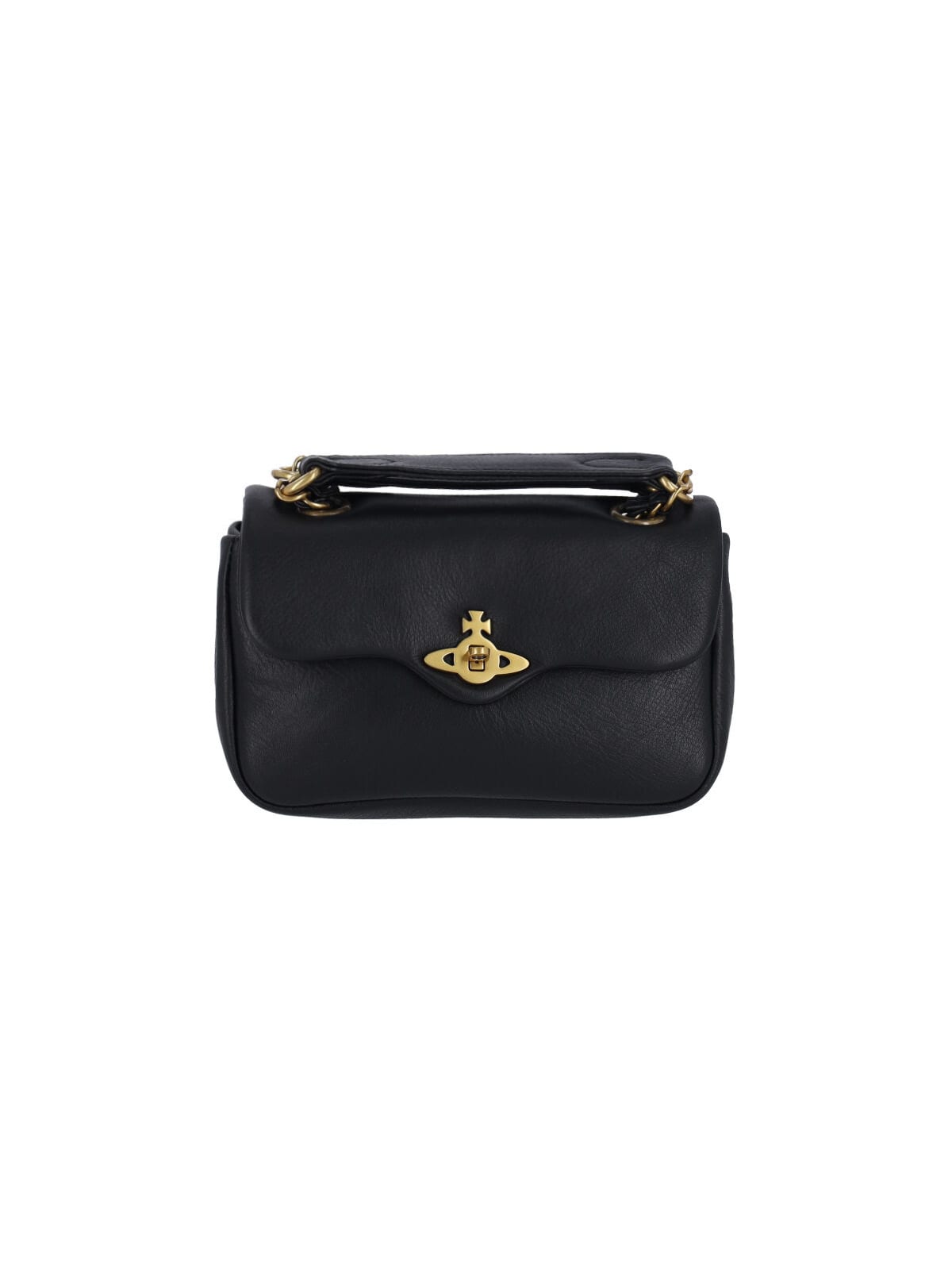 Vivienne Westwood Structured Leather Shoulder Bag With Gold-tone Accents
