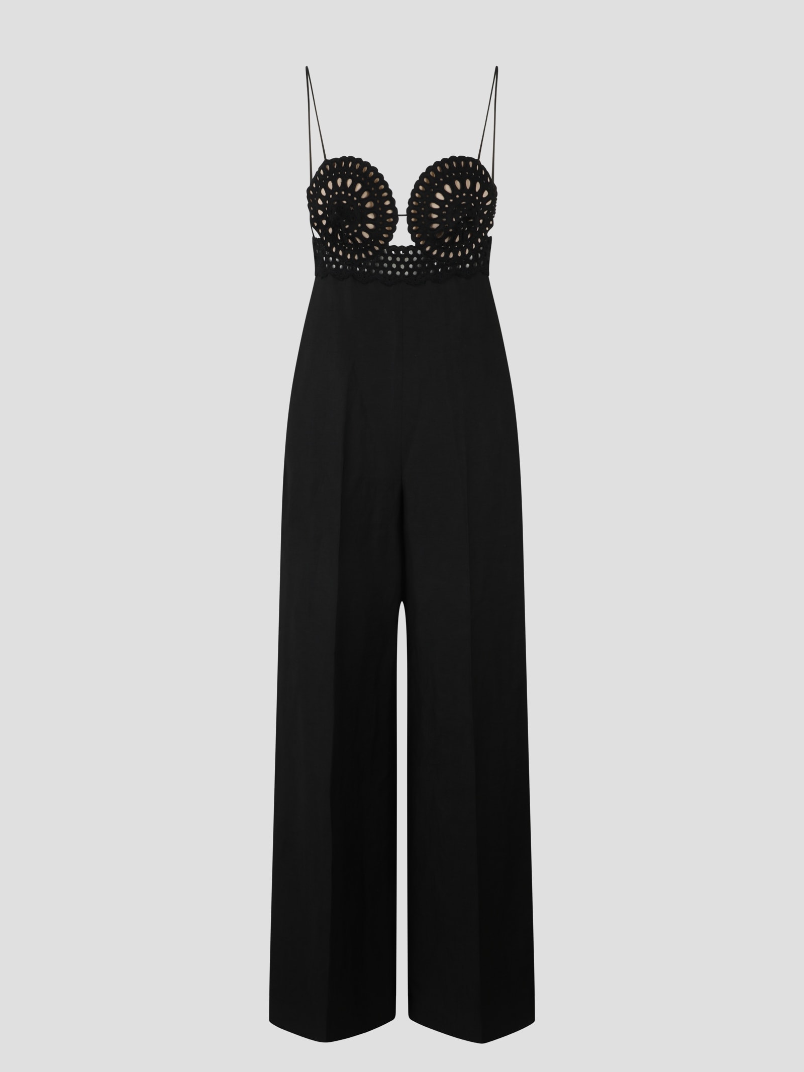 Stella Mccartney Broderie Anglaise Bustier Jumpsuit In Black