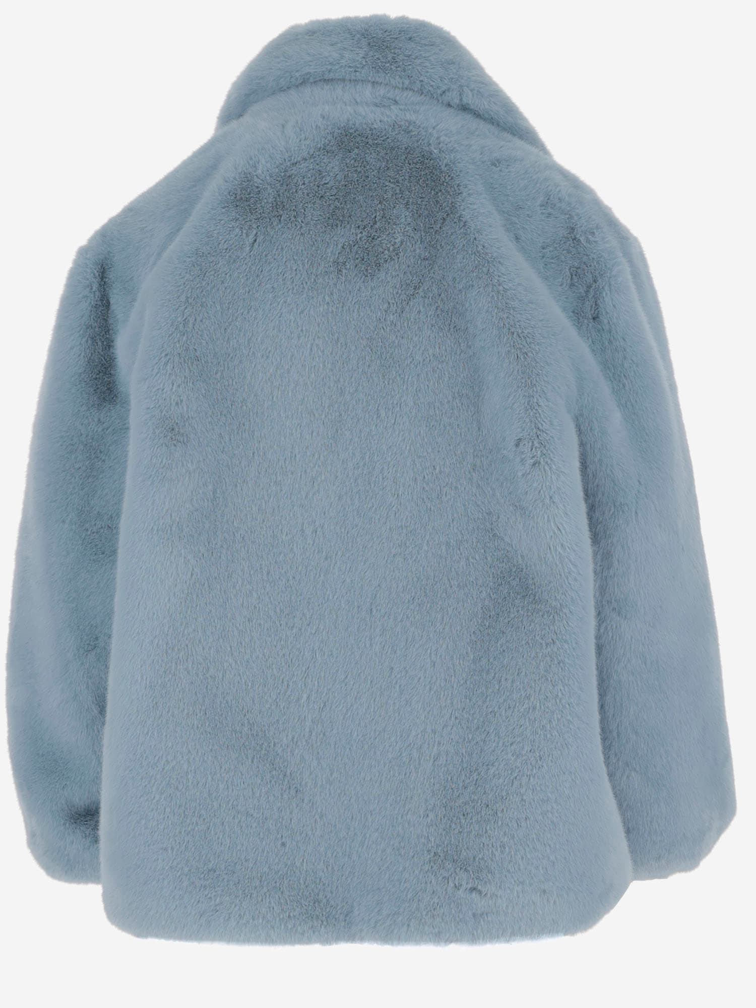 Shop Pinko Short Fur Effect Caban Coat In Blue