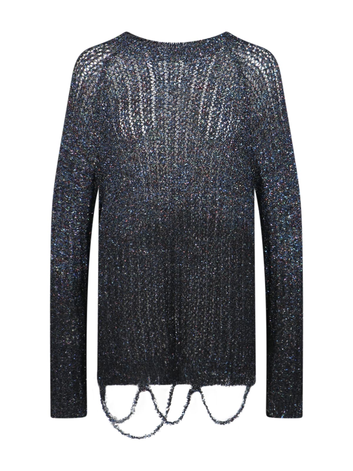 Maison Margiela Sequined Knit Destroyed Effect Jumper In Black