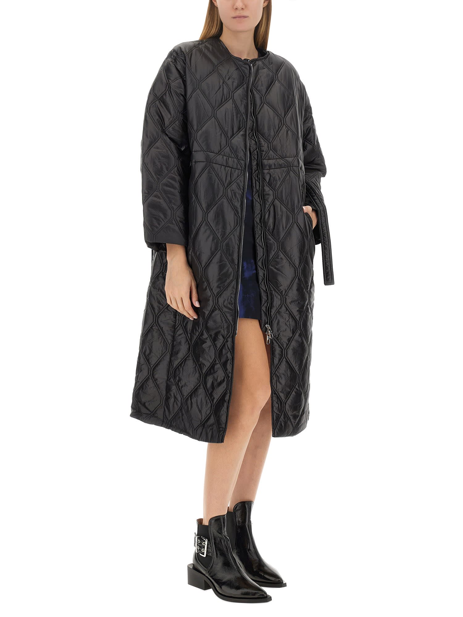 GANNI LONG QUILTED COAT