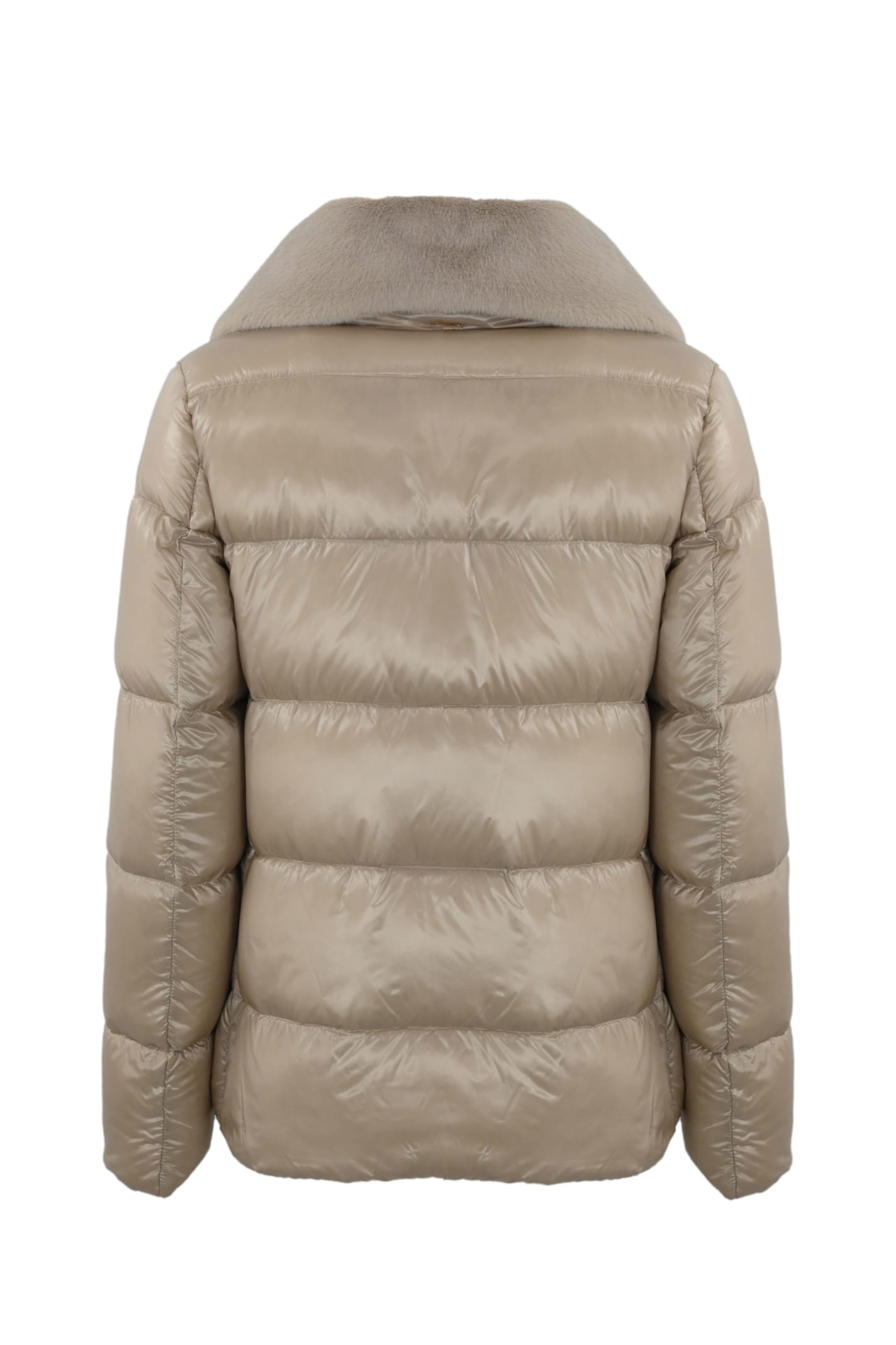 Shop Herno Quilted Down Jacket With Faux Fur In Chantilly