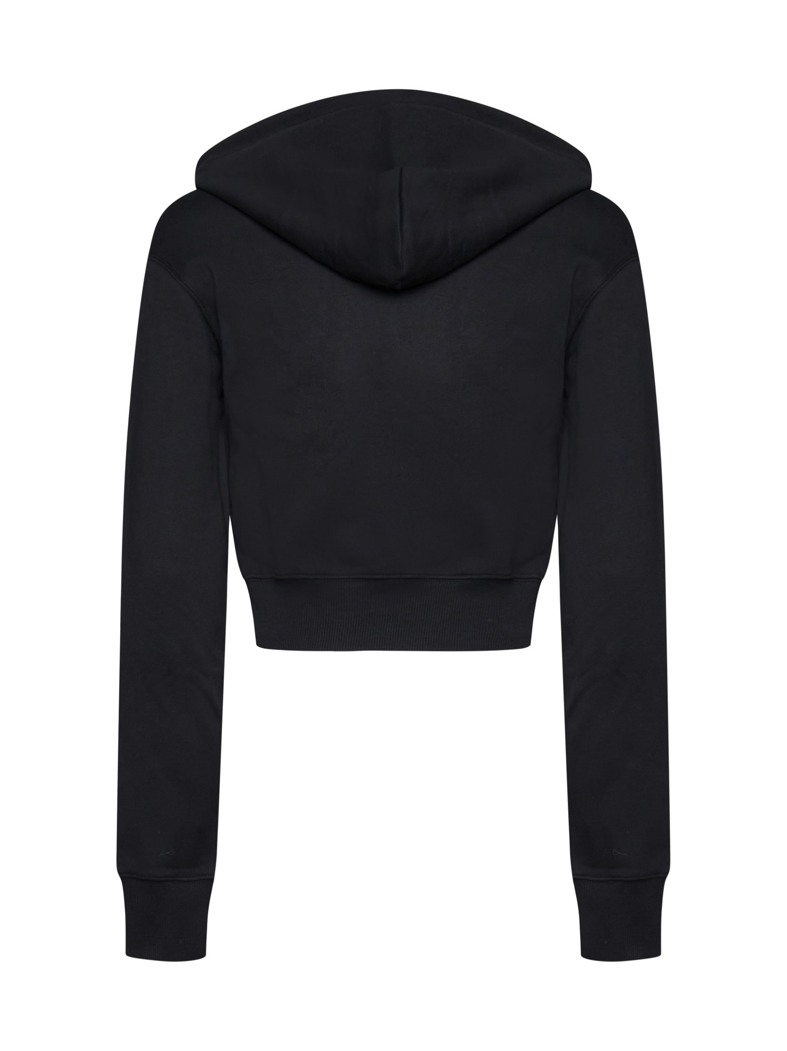 Shop Versace Jeans Couture Cropped Sweatshirt With Logo In Black Gold