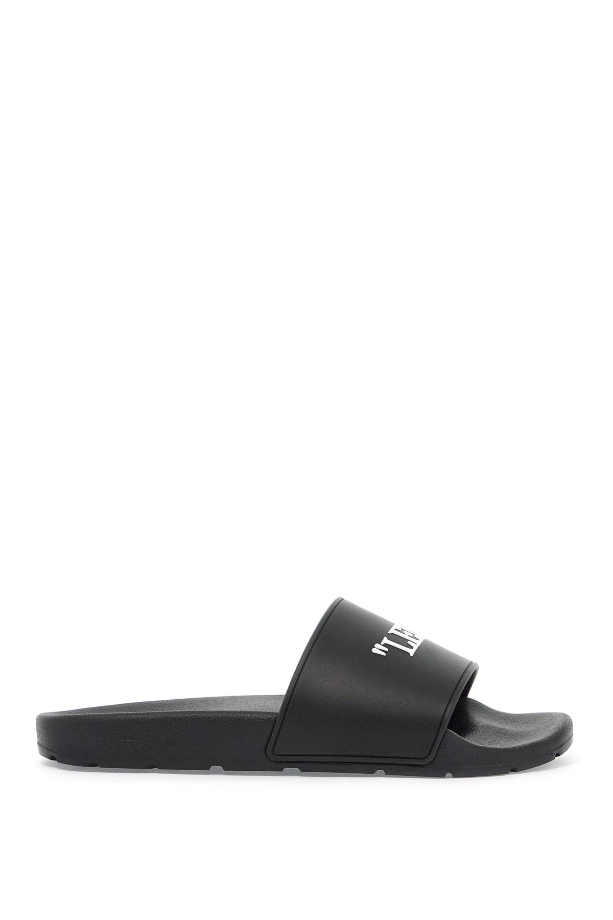 Shop Off-white Rubber Slides For Left And Right In Black - White (black)