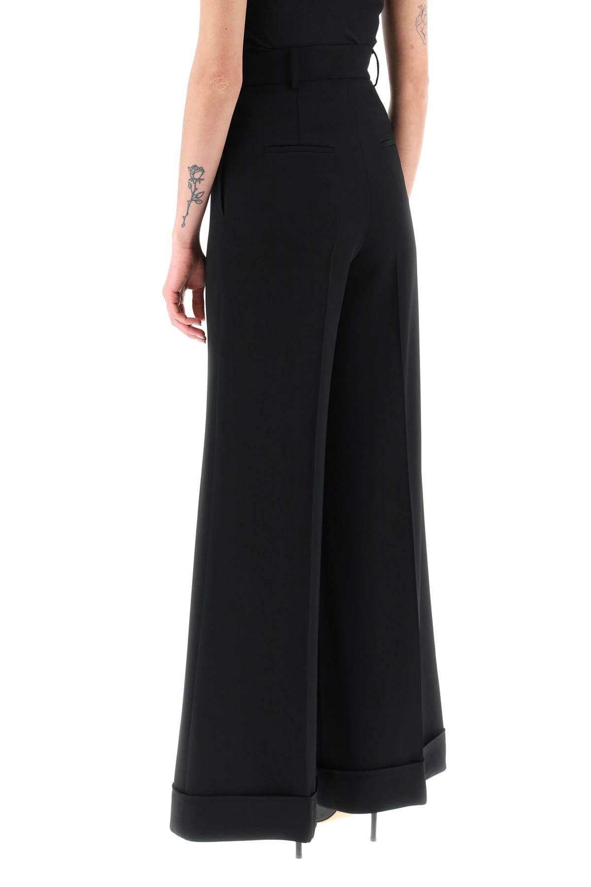 Moschino Women's High-waist Wide-leg Trousers In Nero