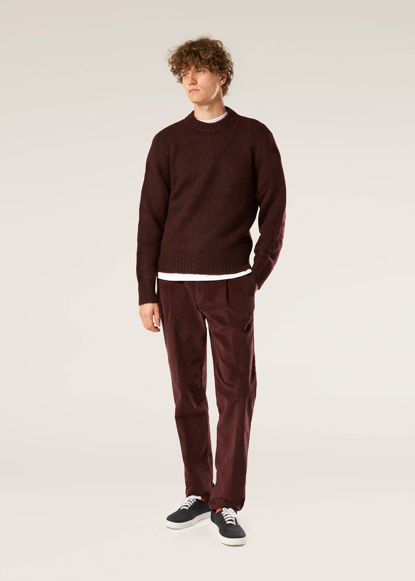 Doppiaa Aappio Burgundy Wool And Alpaca Sweater In Brown