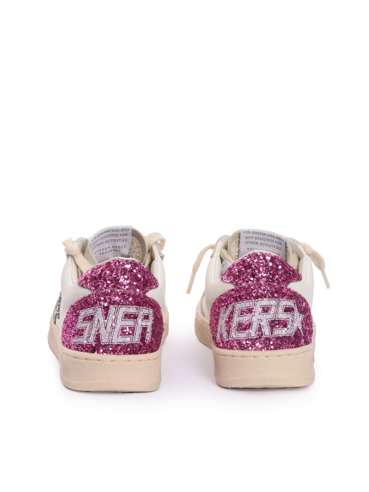 Golden Goose Ballstar Leather Upper And Toe Glitter Star Heel And Spur Sneakers In White