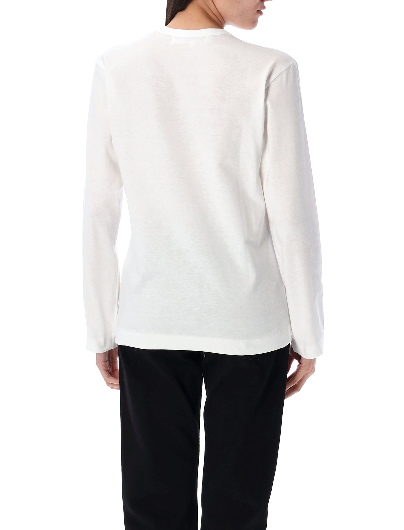 Comme Des Garçons Play Red Heart L/s T-shirt In White