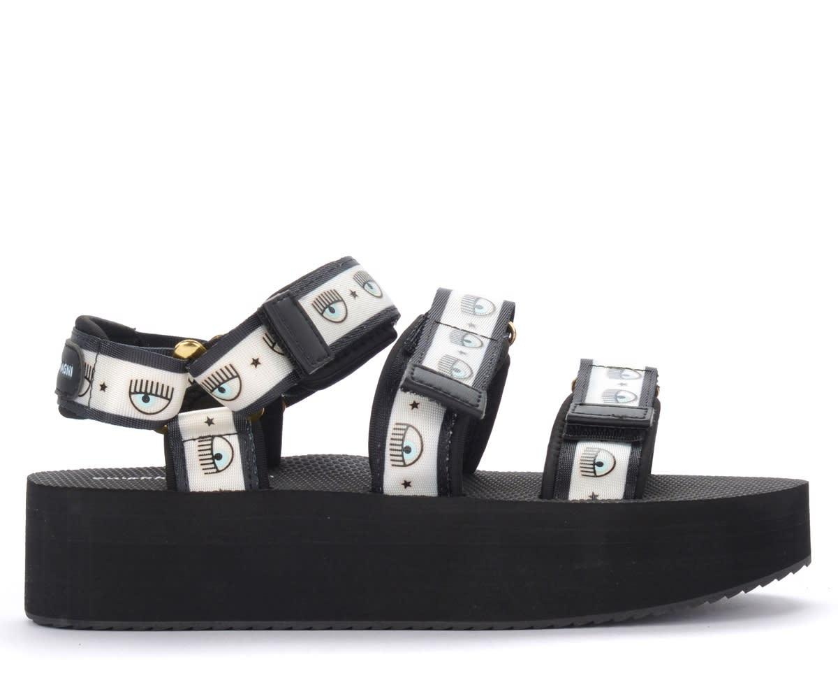 Chiara Ferragni Logomania Sandal In Black Leather