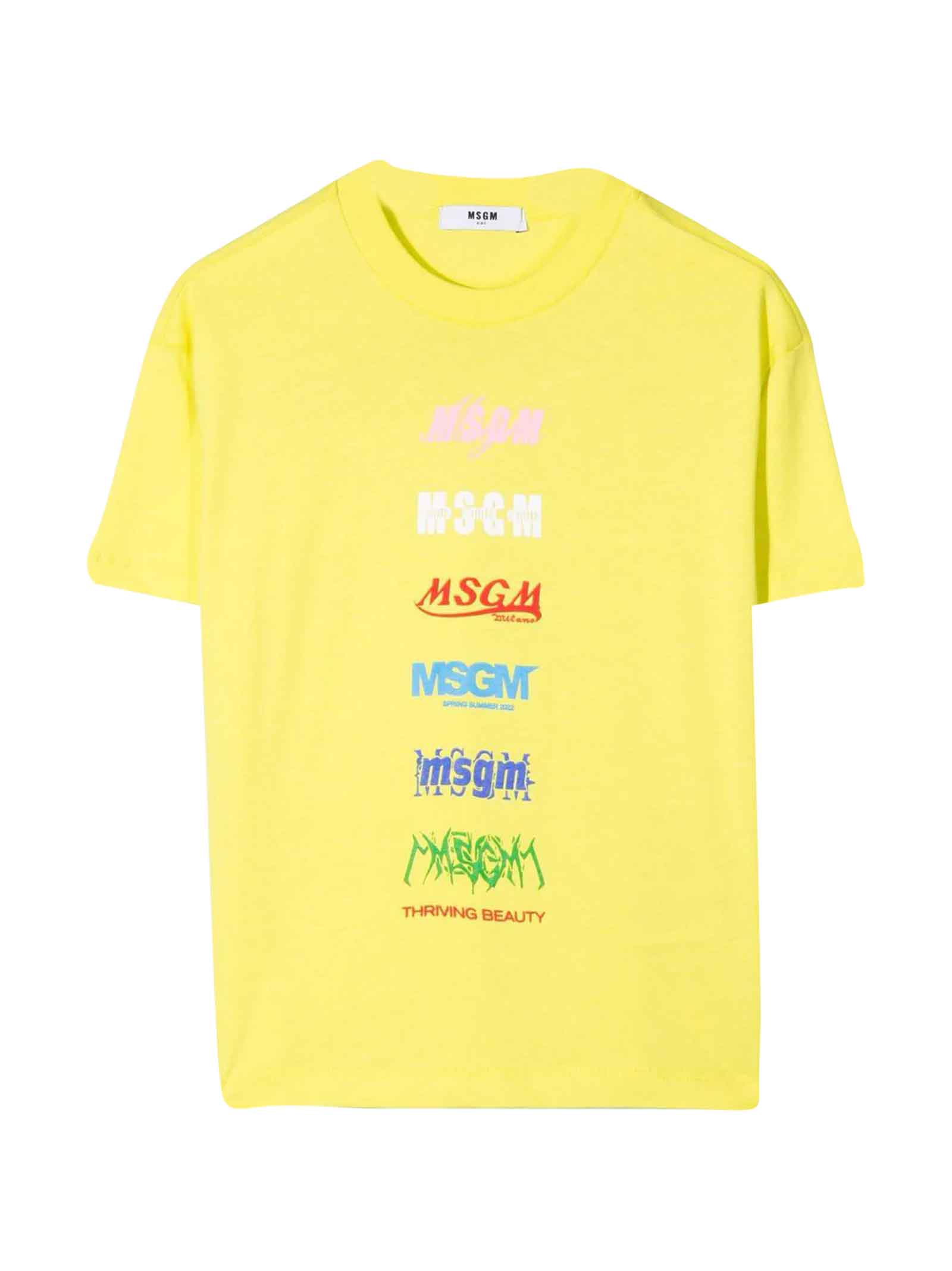 MSGM Unisex Yellow Teen T-shirt