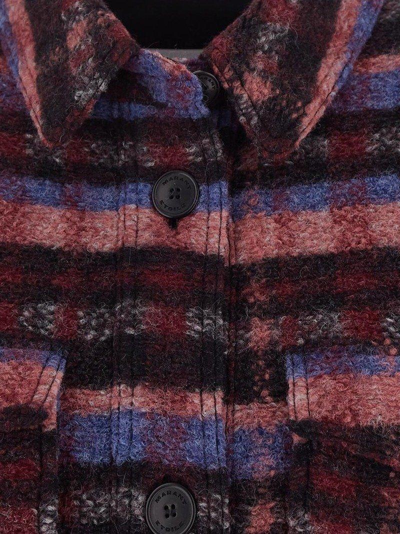 Shop Marant Etoile Harveli Checked Shirt Jacket In Pink/plum