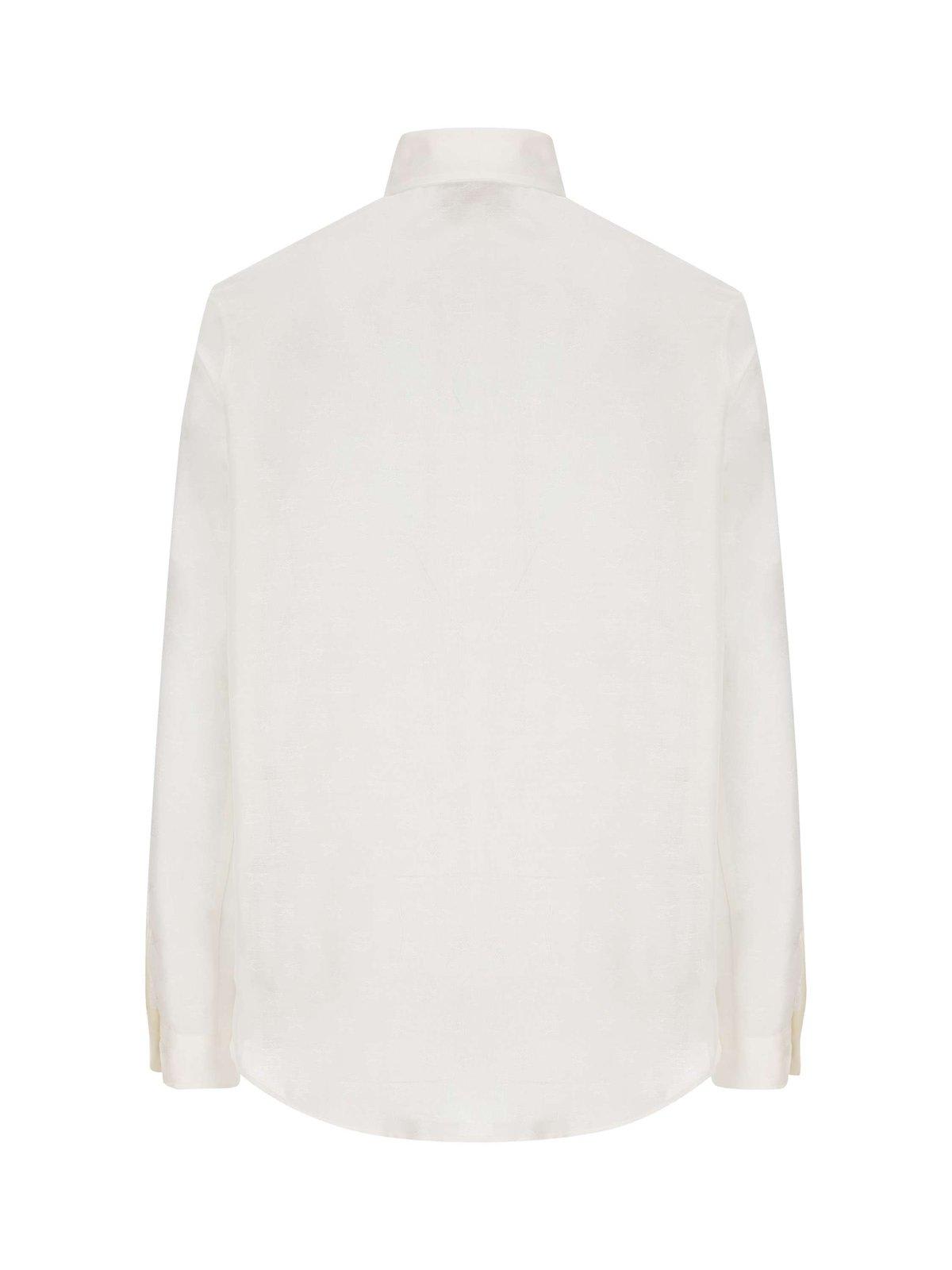 Shop Gucci Buttoned Long-sleeved Shirt In Soft White