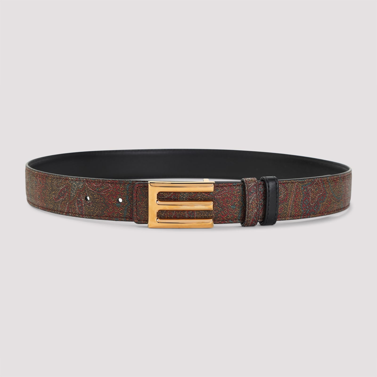 Etro Adjustable Textured Fabric Belt With Gold-tone Buckle In Black