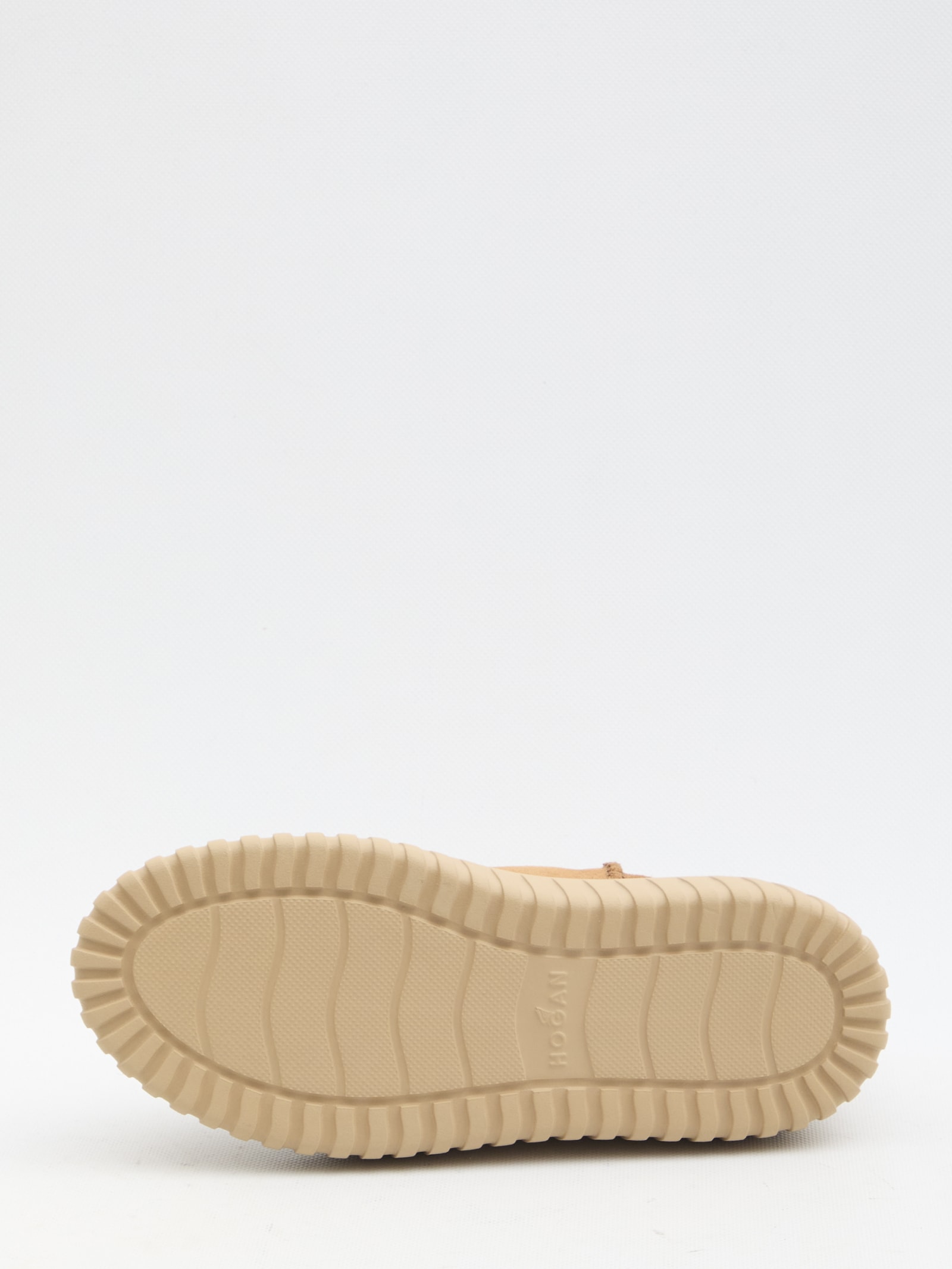 Hogan Lace-up Boots With Rounded Toe In Beige
