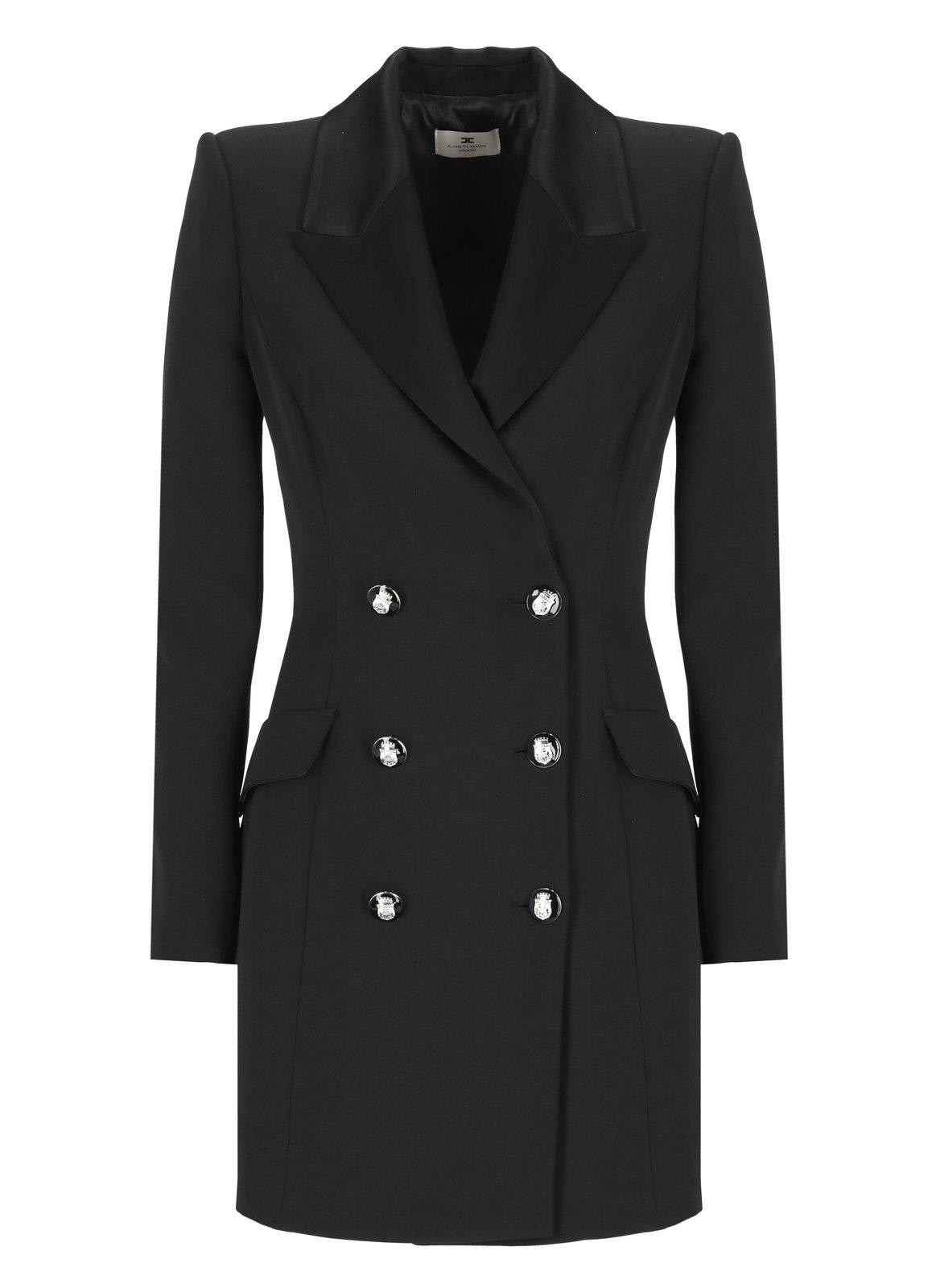 Shop Elisabetta Franchi Double-breasted Blazer Dress In Black