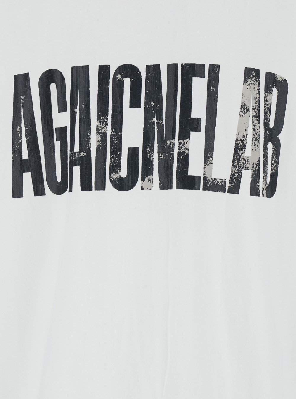 Shop Balenciaga White Crewneck T-shirt With Maxi Logo Lettering On The Front In Cotton Man