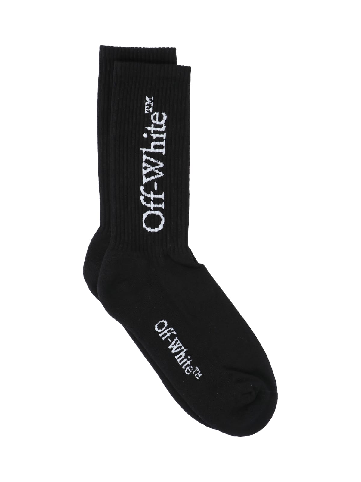 Shop Off-white Logo Socks In Nero/bianco