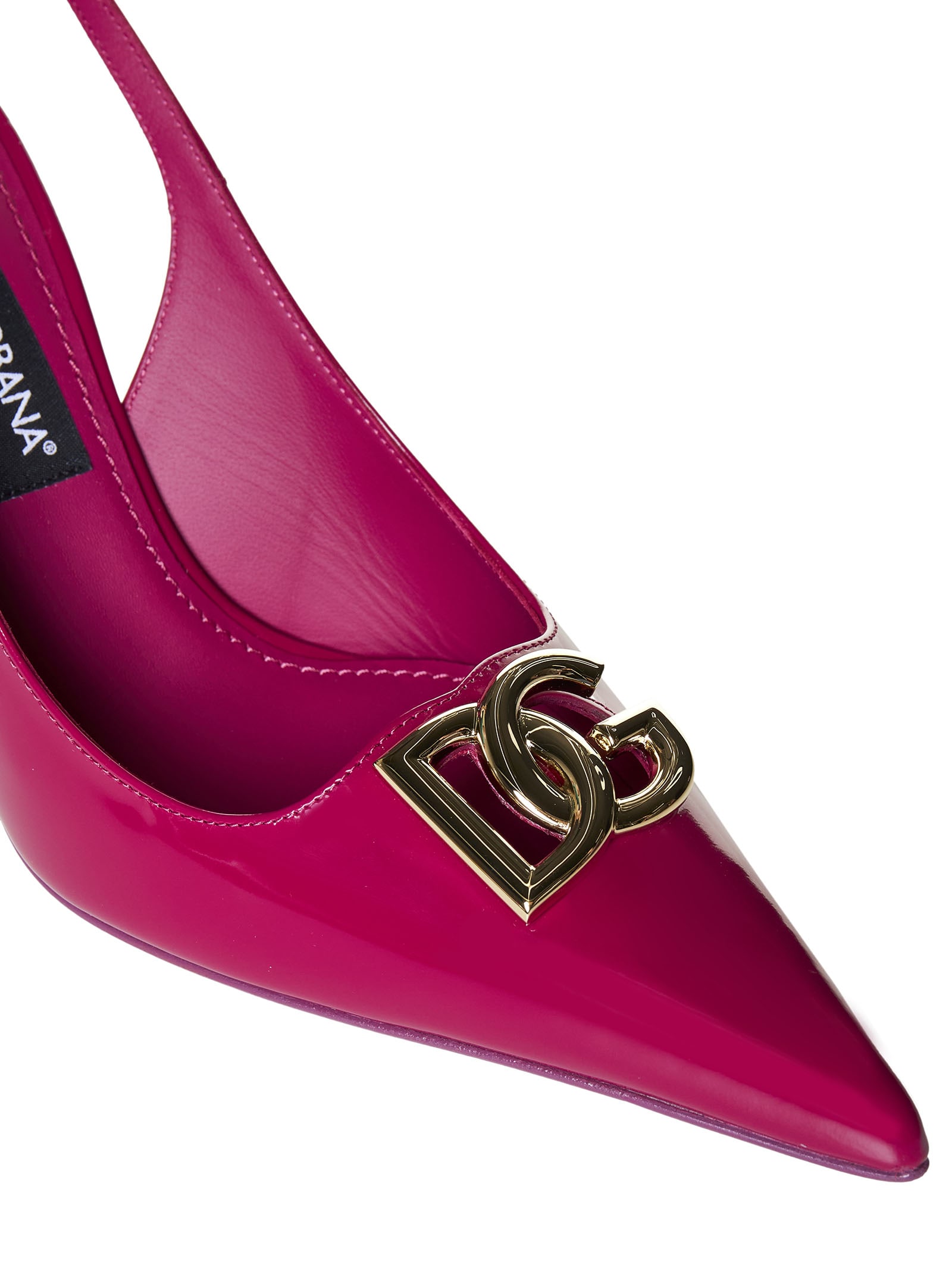 Dolce & Gabbana Dg Logo Patent Leather Slingback Pumps In Pink