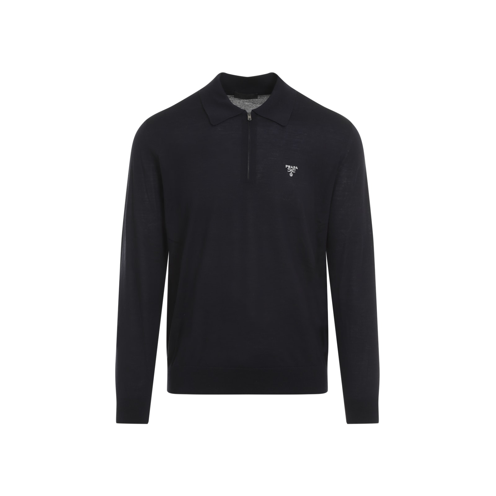 Shop Prada Wool Polo In Blue