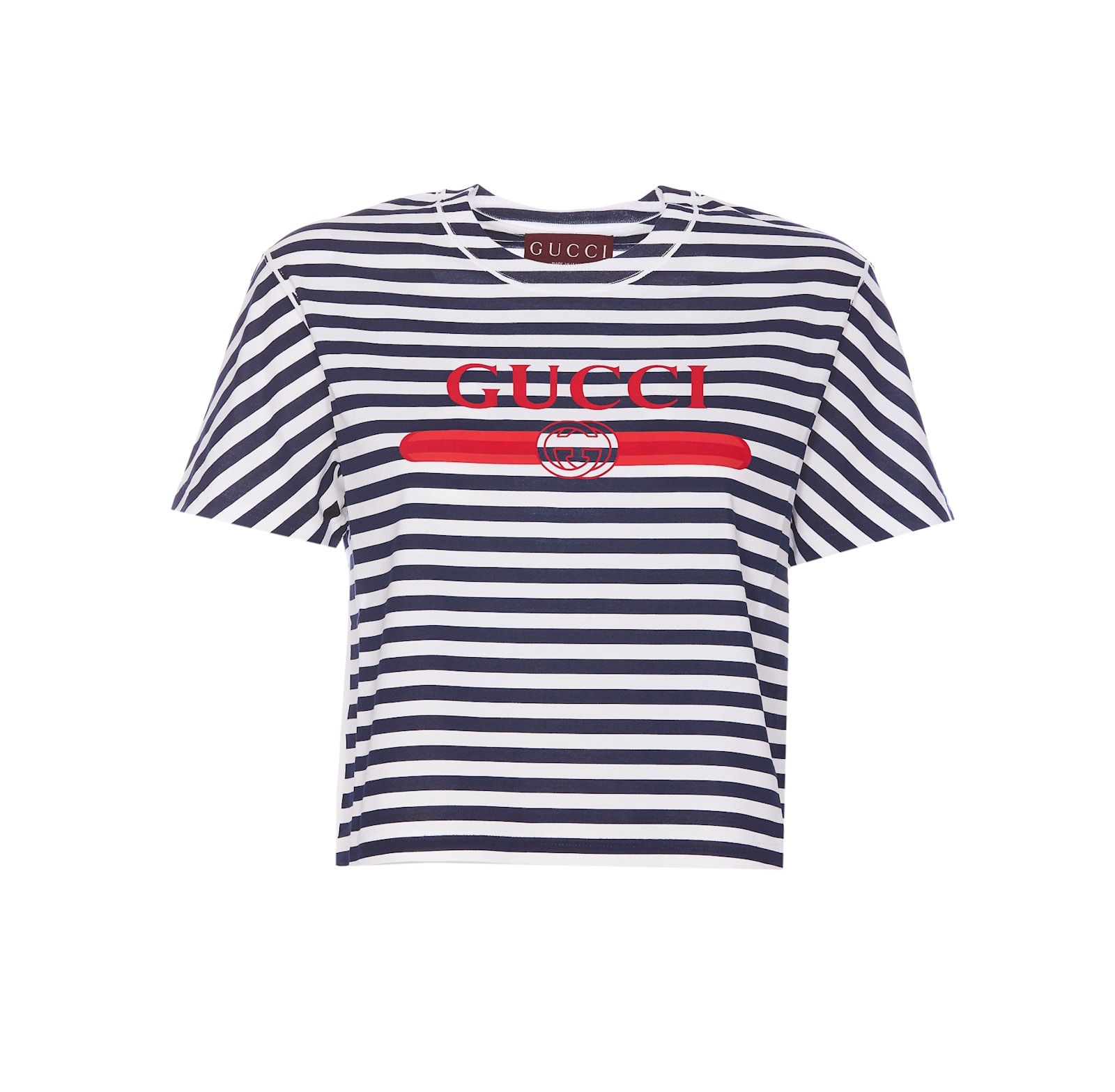 Shop Gucci Striped  Print T-shirt In Blue