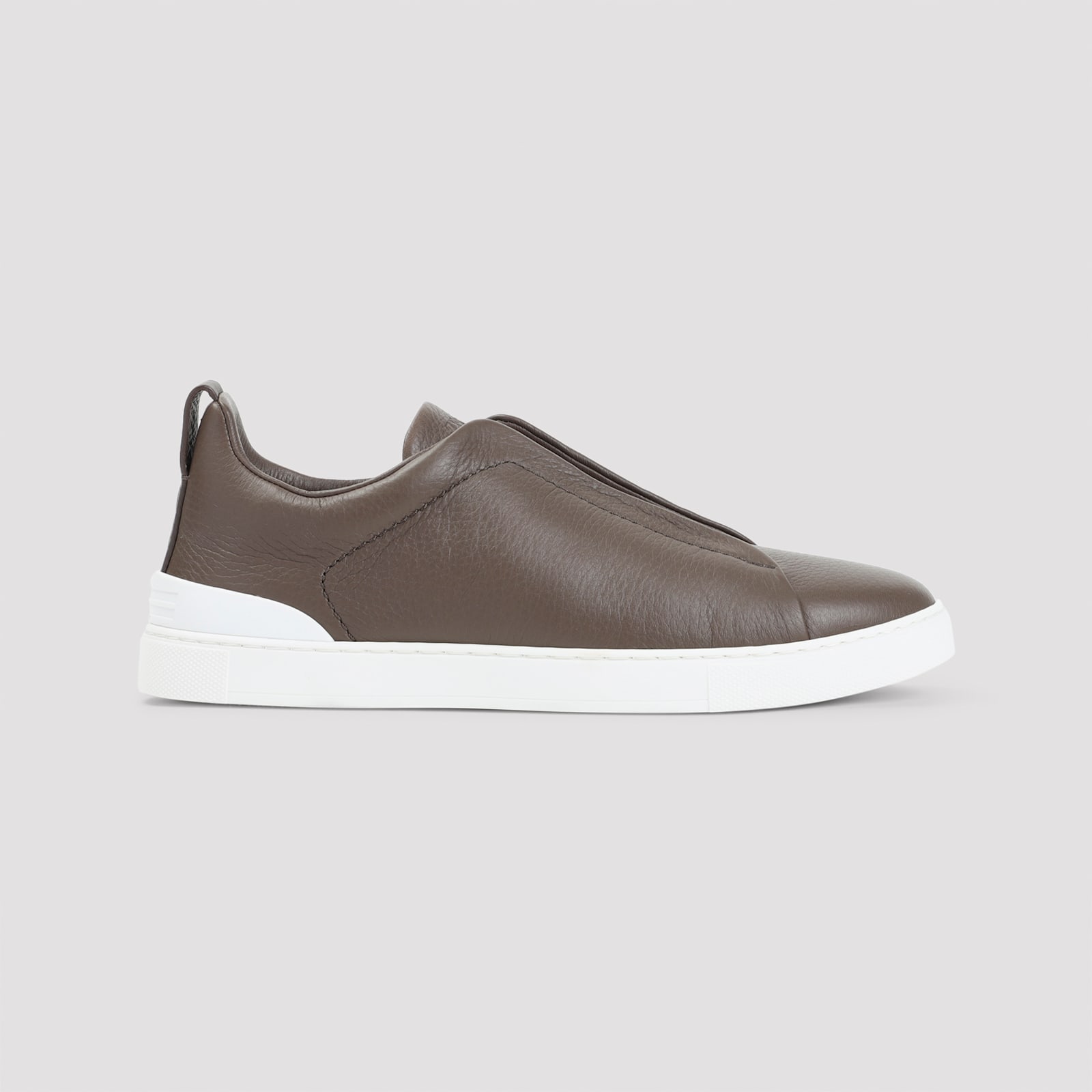 Zegna Triple Stitch Low-top Sneakers In Brown
