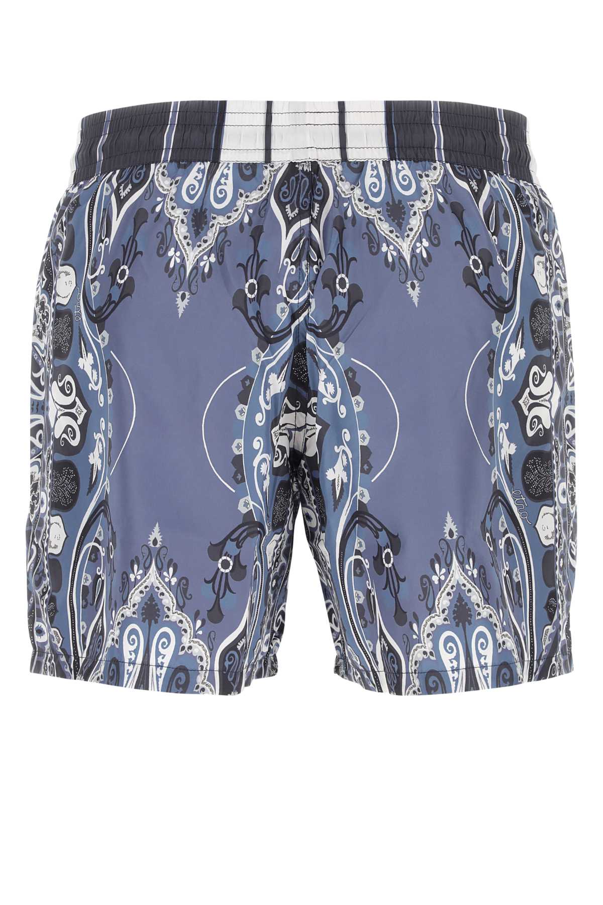 Shop Etro Printed Nylon Swimming Shorts In Blu