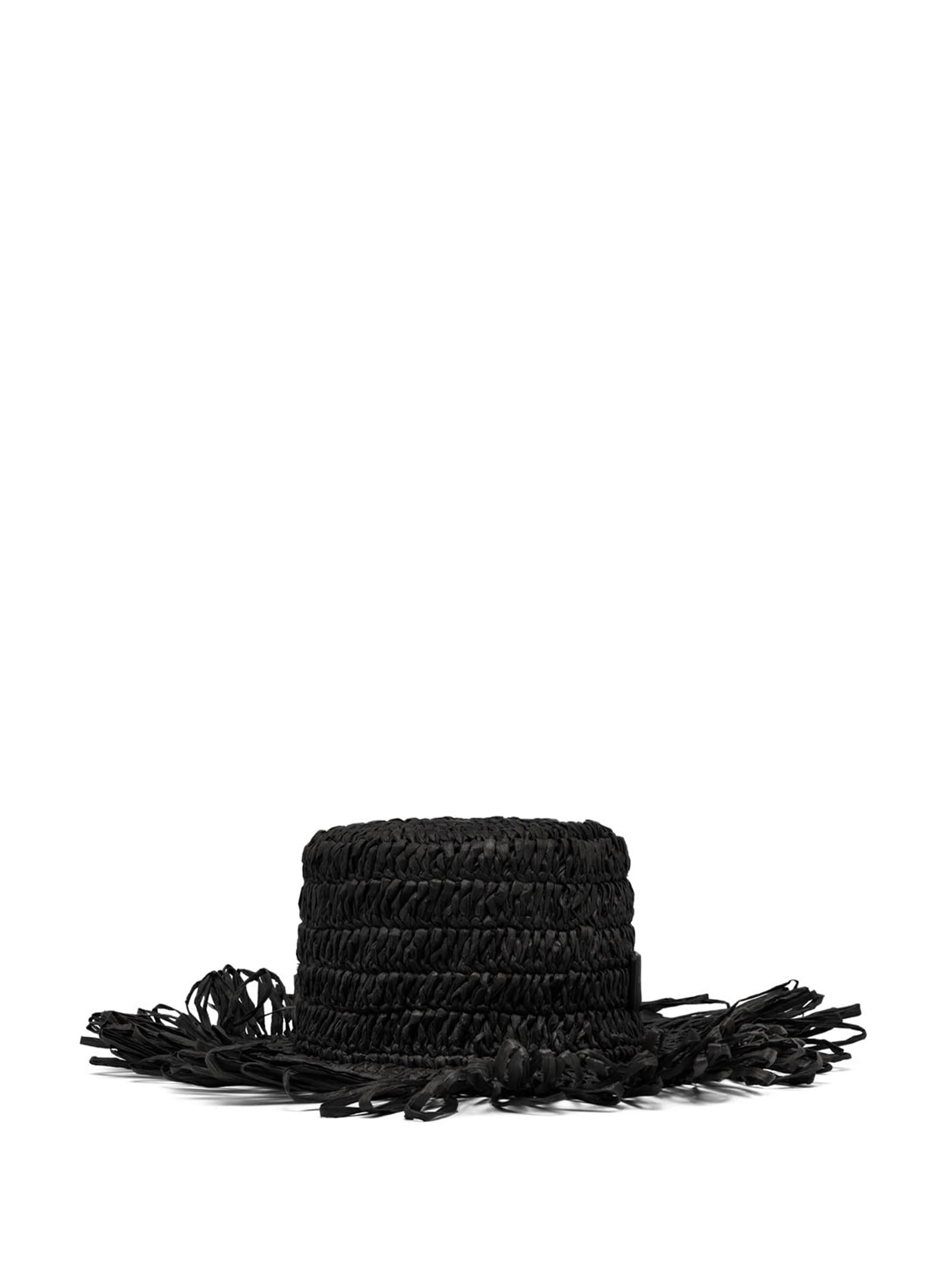 Shop Gianni Chiarini Marcella Hat Crocheted With Straw Effect In Nero
