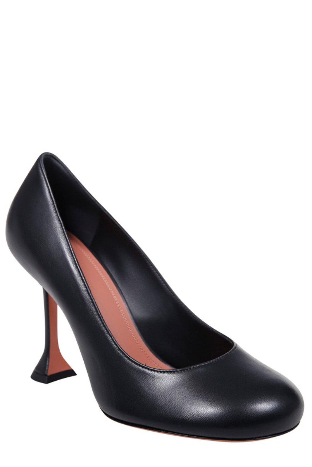 Shop Amina Muaddi Iris Round Toe Pumps In Black