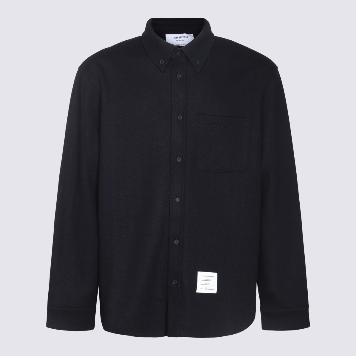 Thom Browne Midnight Blue Cotton Blend Oversize Shirt In Navy