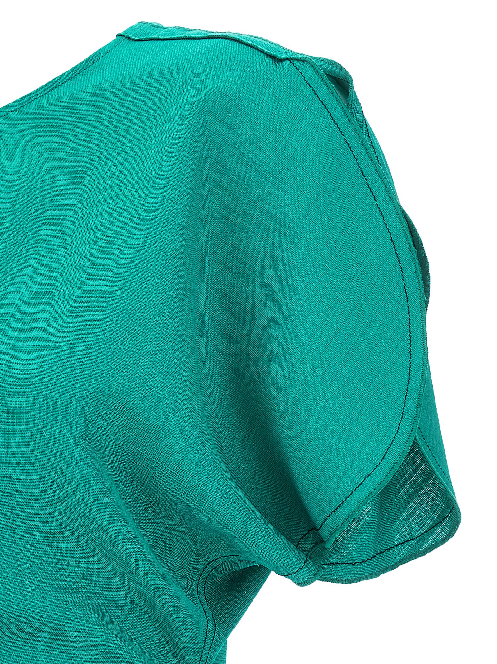 Victoria Beckham Gathered Waist Midi Dress In Green