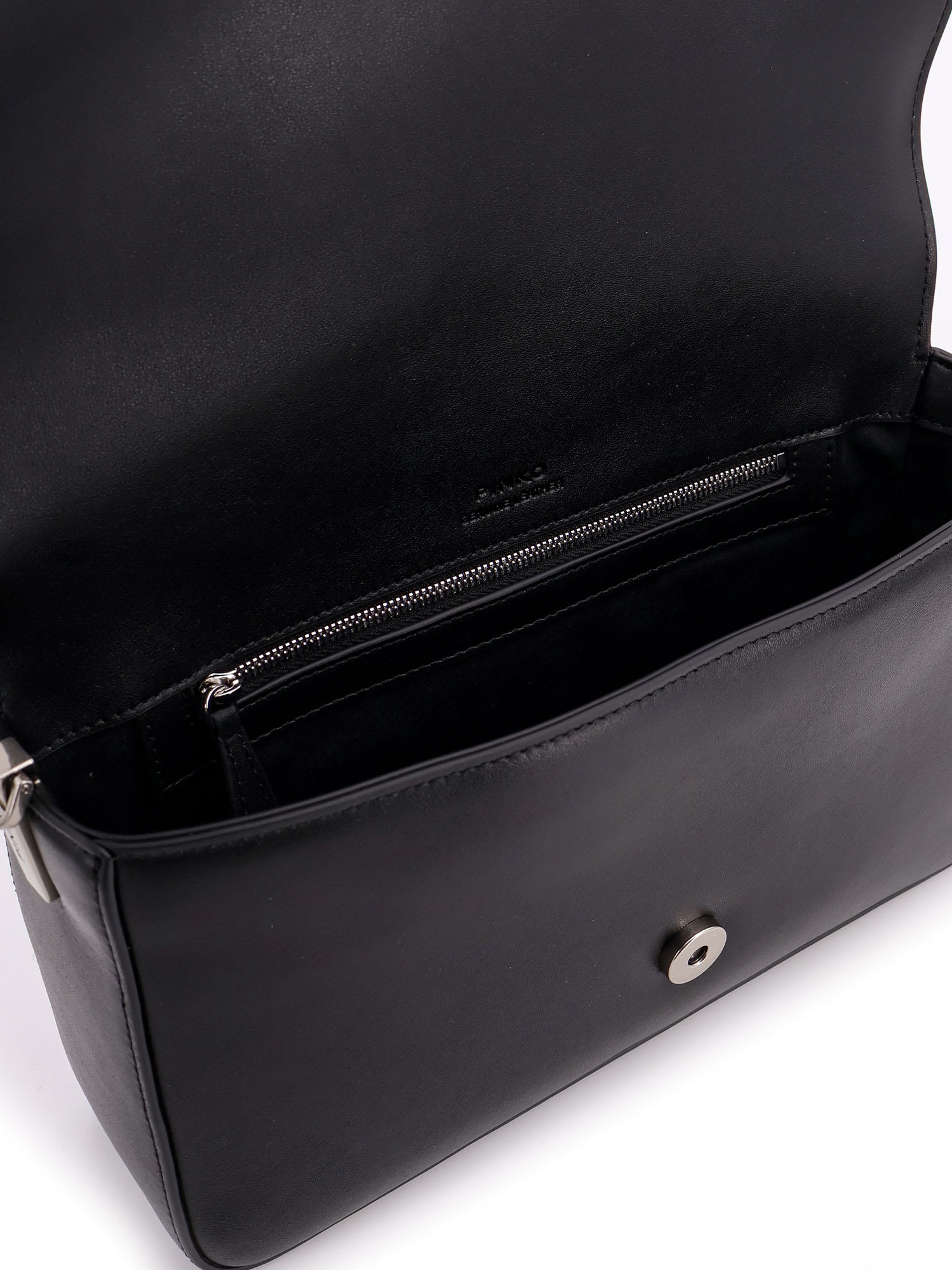 Pinko Love One Classic Leather Shoulder Bag In Black