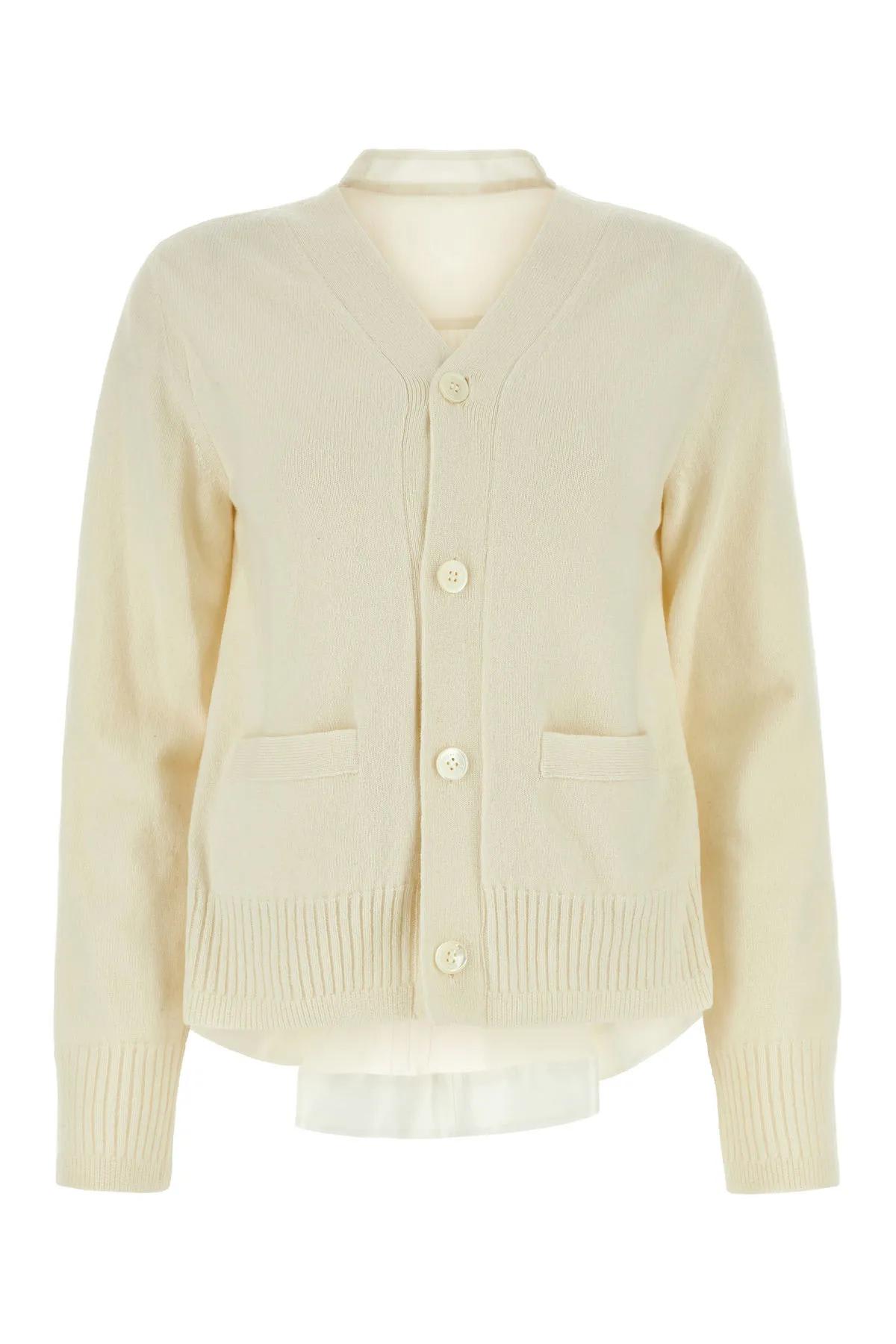 Sacai Ivory Wool Knit Cardigan | Smart Closet