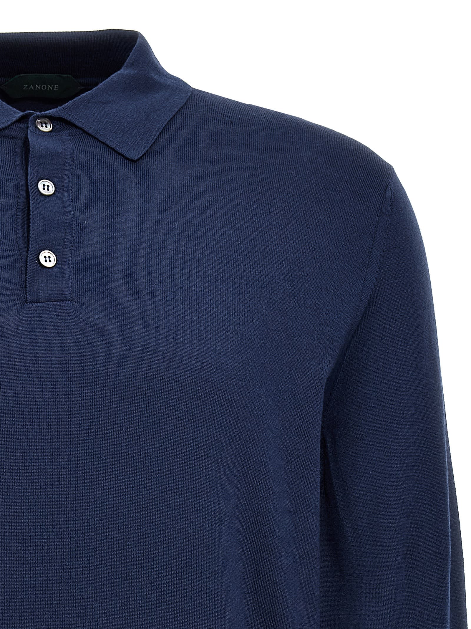Shop Zanone Flex Wool Polo Shirt In Blue