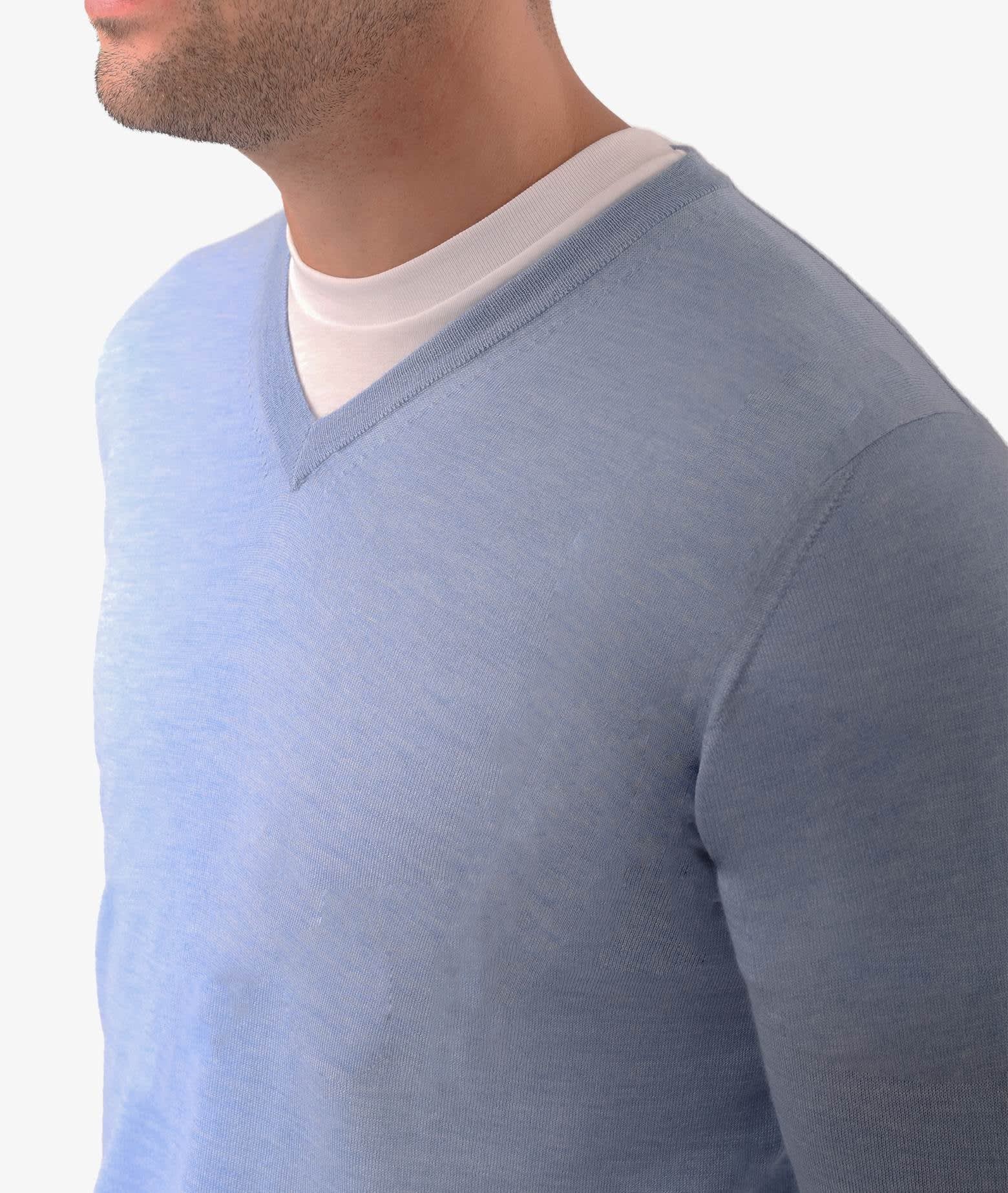 Shop Larusmiani V-neck Sweater Pullman Sweater In Lightblue