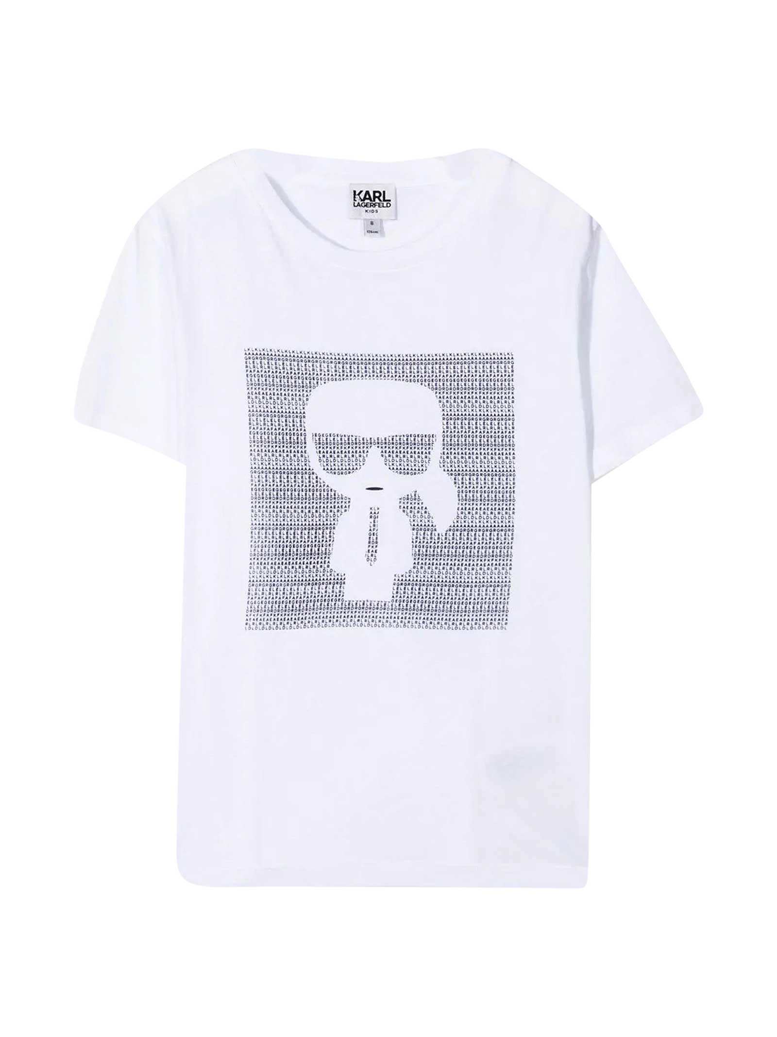 Karl Lagerfeld Kids' K / Ikonik T-shirt With Print In Bianco